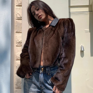 Customized Winter New Mink Fur Imitation Fur Outwear Women's Short Square Collar Korean Style Fur One-Piece Fox Fur Top