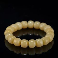 天然原色油潤玉化ラクダ骨手串12 14 16mmチベット式桶珠男女単輪ブレスレット数珠