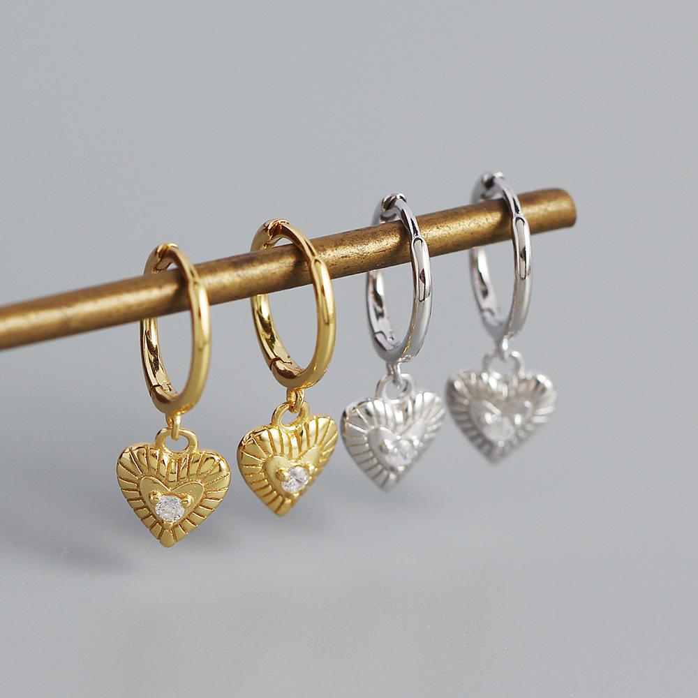 Elegant Heart Shape Sterling Silver Plating Rhinestones Earrings 1 Pair