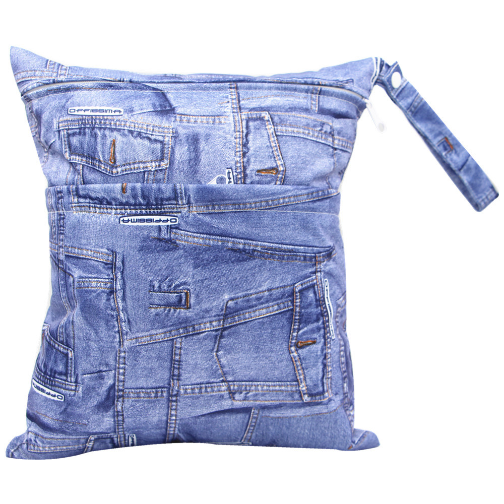 Bolsa de pañales Asenappy Impresión digital bebé doble cremallera impresión impermeable bolsa de pañales aplicación económica