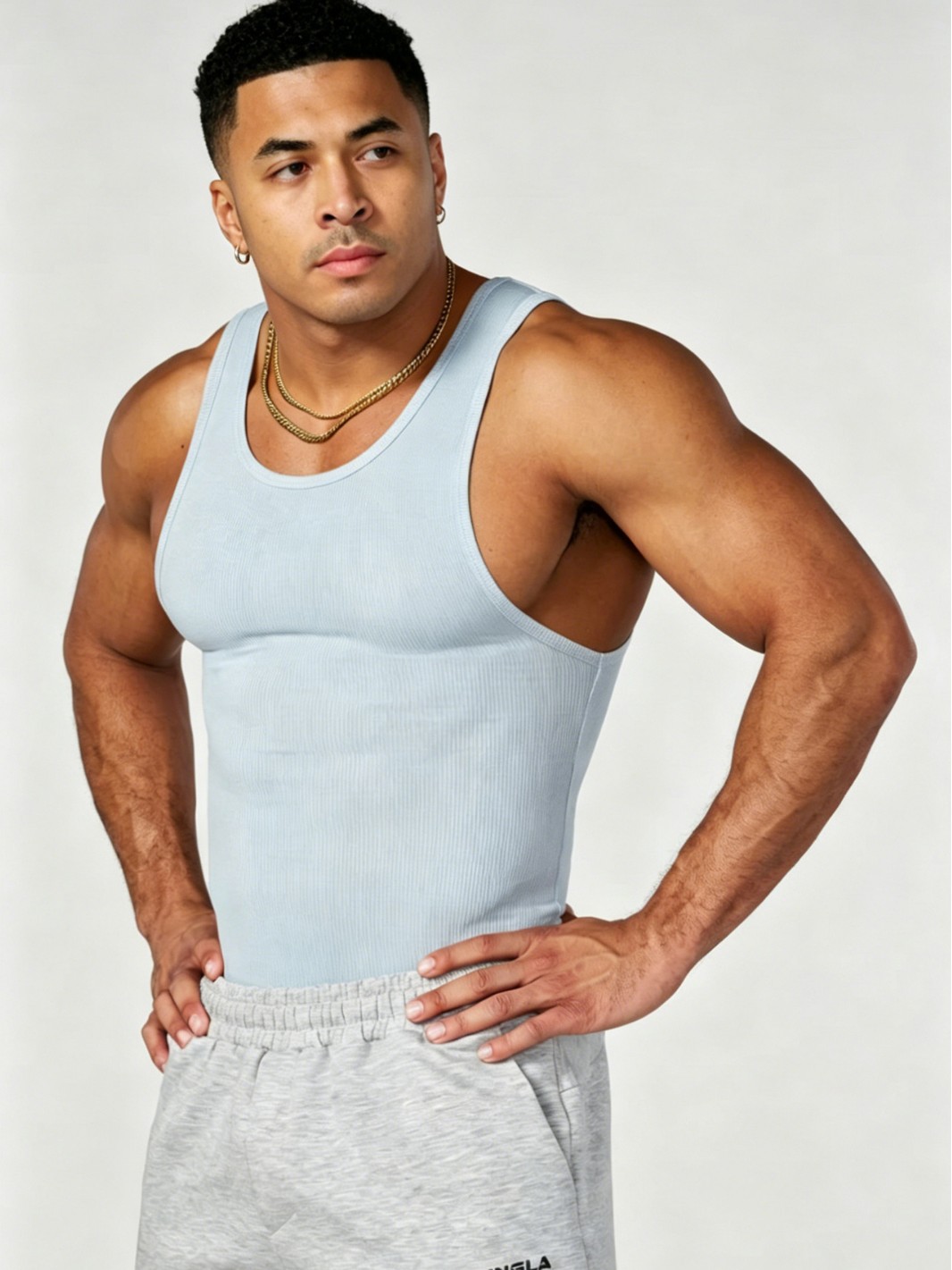 Chaleco de textura peinada, chaleco grande, ropa de entrenamiento de ocio deportivo de verano para hombres, camiseta sin mangas seca a hombros