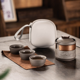 Purple Sand Travel Tea Set Set One Pot Three Cups Express Cup Outdoor Camping Portable Teapot for Tea Chinese Style