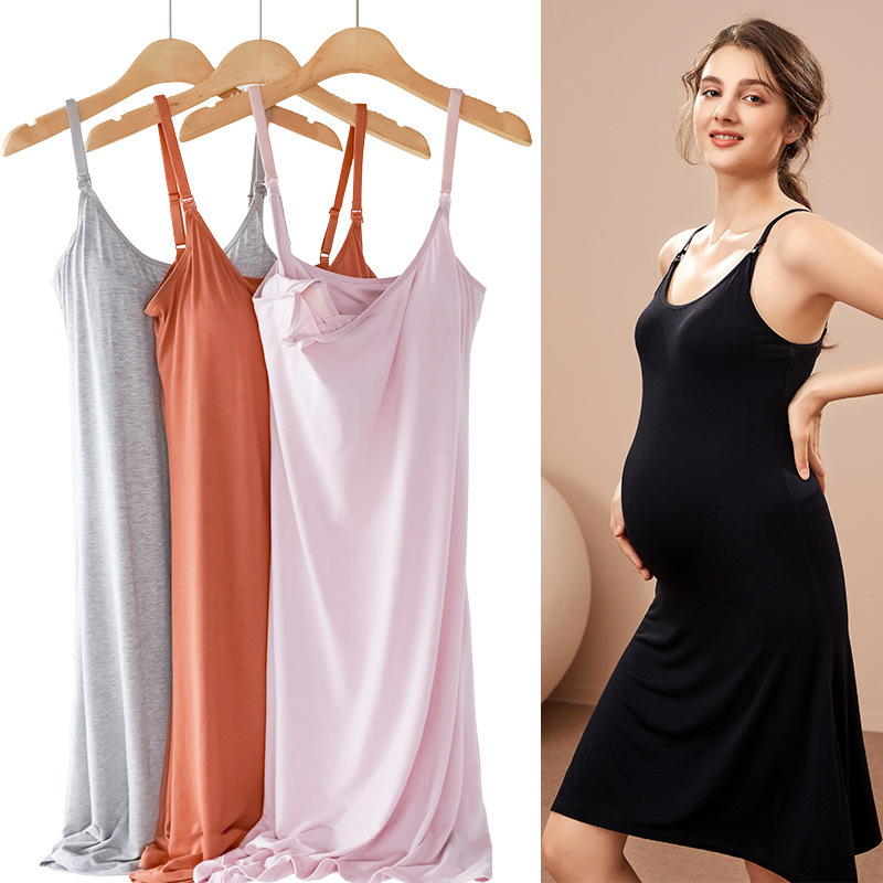 Pregnant Women Pregnant Period Large Size Loose Breastfeeding Sling Base Skirt with Chest Pad Wear-free Underwear Mother's Breast Milk Underwear Autumn
