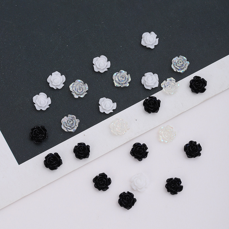 New manicure Camellia Pearl paint white Aurora petal size rose all-match resin flower nail decoration