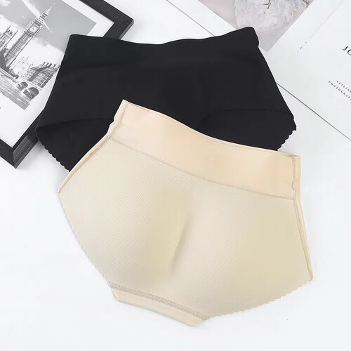Panties with invisible padding, mid-rise triangle design for women, lifting buttocks, plump buttocks, peach-shaped buttocks, large buttocks, tummy control pants