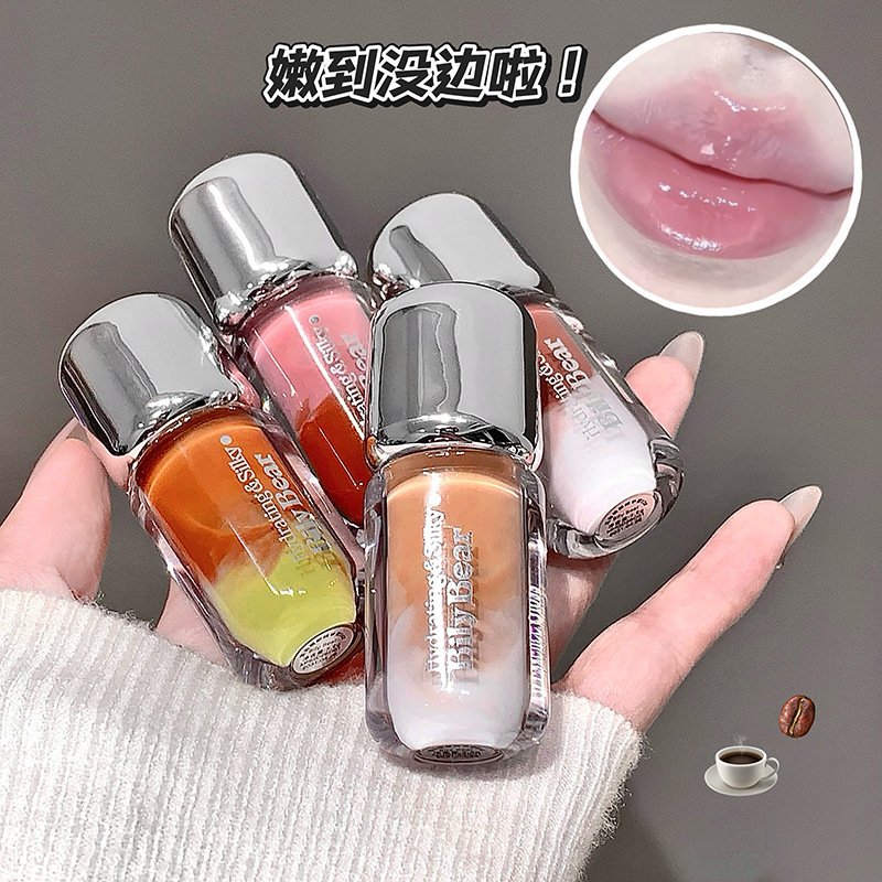 Bily Bear Mixed Lip Essence Gloss - Glossy, Mirror-like, Glass-like Lip Gloss - Whitening, Long-Lasting, Moisturizing, and Brightening.
