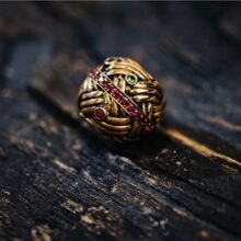 镀金古法金三生线珠电线珠金版主珠藏式文玩配珠星月菩提饰品配件