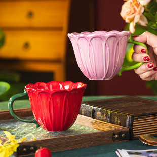 Flower-Shaped Breakfast Cup, Ceramic Cup, High-Looking Mug, Water Cup, Home Coffee Cup, Super Nice Cup, Office