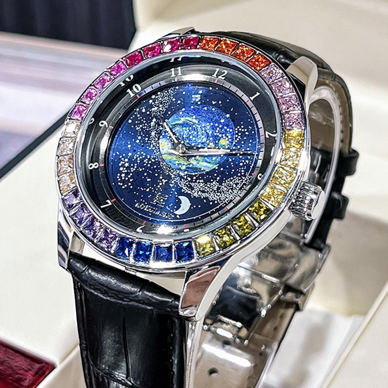 奥古拉斯星空彩钻全自动机械手表男士防水夜光个性时尚男士腕表潮