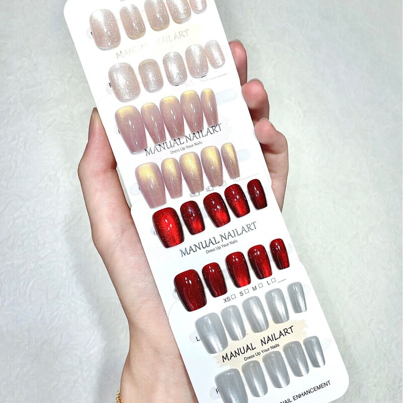 Handmade wear nail New phototherapy nail patch finished product ins ice transparent satin cat eye flash diamond fake nail Handmade wear nail New phototherapy nail patch finished product ins ice transparent satin cat eye flash diamond fake nail