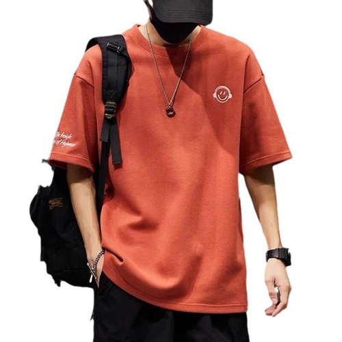 LAZADA Men's Summer Trendy Loose Five-Button Sleeve Comfortable Breathable Men's Casual Crew Neck Top