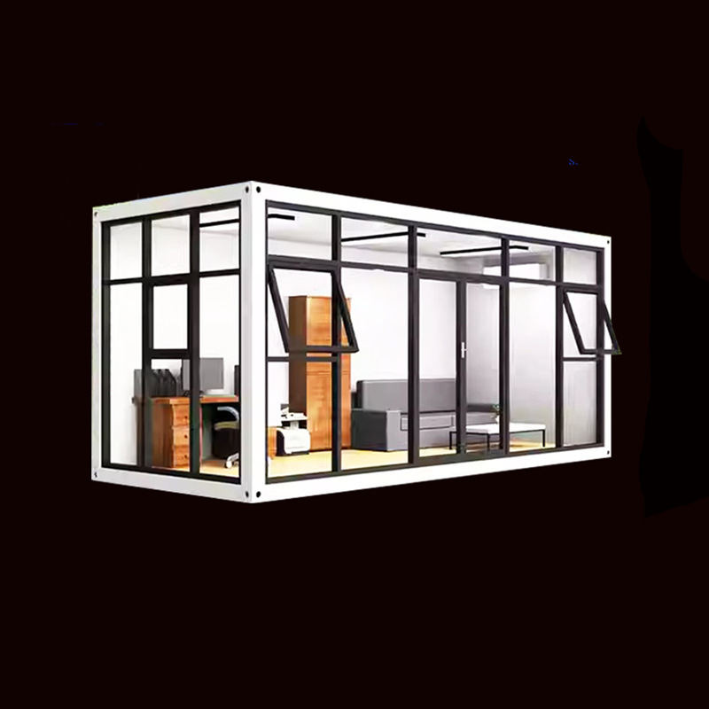 Casa móvil de contenedor con decoración de vivienda temporal casa integrada de pared cortina de vidrio doméstica casa móvil de tablero móvil