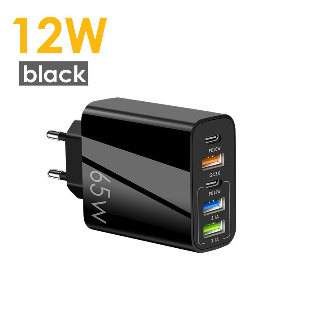 Nuevo PD65W carga rápida cargador de teléfono móvil 5V4A europeo y americano británico PD + 3USB adaptador multi-Puerto Cabeza de carga