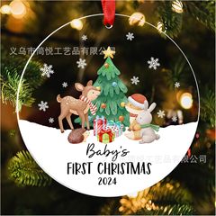 国境を越えたアクリル装飾品ストラップ最初のクリスマスの赤ちゃん装飾品は女の子の男の子の記念品に適しています
