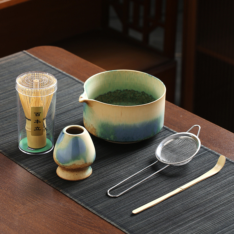 Japanese-style stoneware matcha tools suit ceramic kiln matcha bowl tea tea tea point tea matcha powder mixer