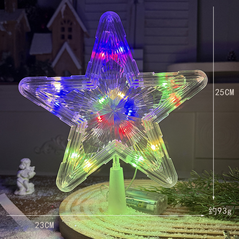Nuevo árbol de Navidad LED decoración de estrella de luz transparente caja de baterías de color cálido cable de cobre con lámpara de estrella pentagonal transfronteriza