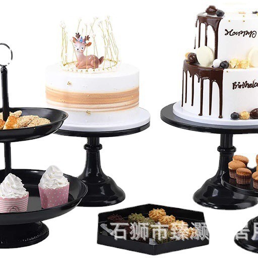 De estilo occidental de la boda decoración de mesa de postre pastel de comida fría de tres capas merienda stand decoración soporte de exhibición de la torta de hierro soporte image 6