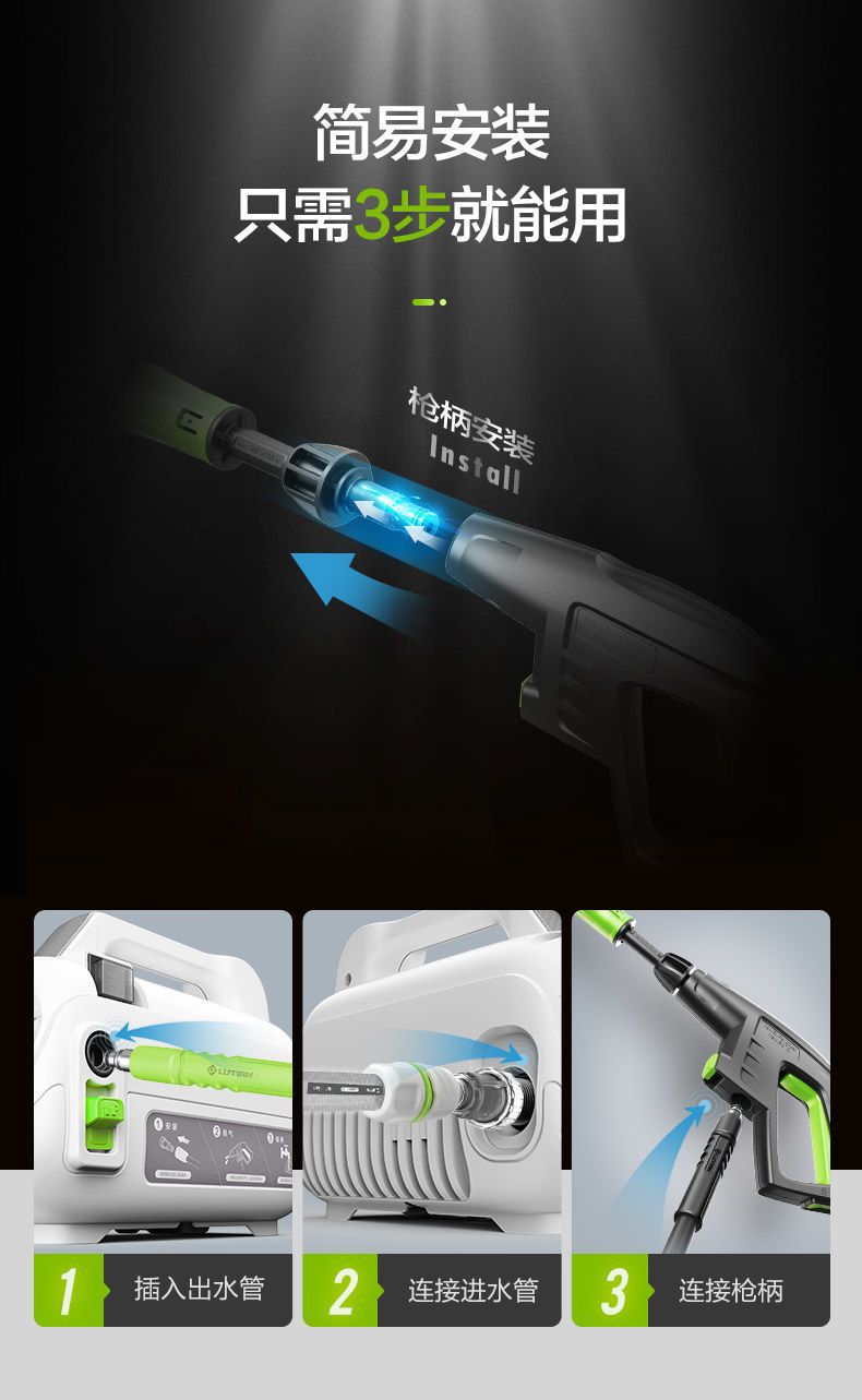 Greenfield Pufferfish 1400W High-Pressure Car Washing Machine Household 220V Fully Automatic Cleaning Machine High-Power Car Washing Magic Pump