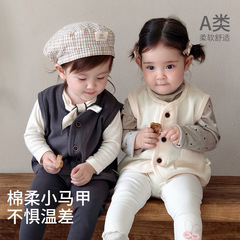 韩版儿童马甲针织背心新款春秋婴儿马夹男女宝宝坎肩洋气纯色上衣