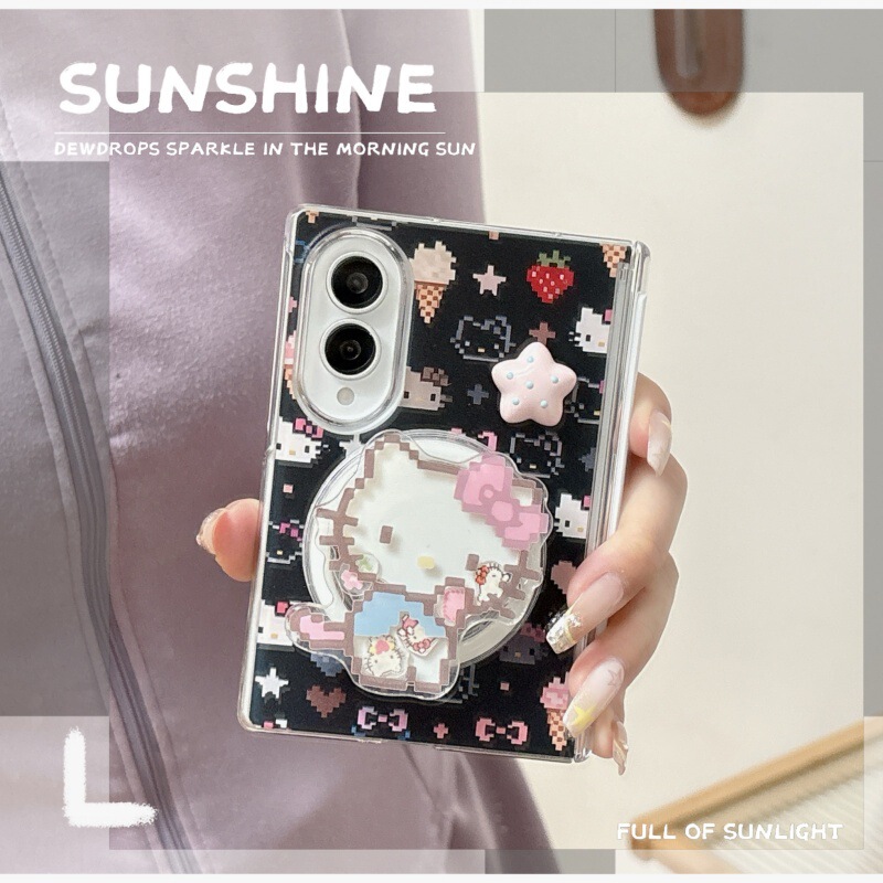 Korean-style cute cartoon pixel KT cat case suitable for Samsung Z Fold 8U foldable phone case Z Flip 8 black KT Korean-style cute cartoon pixel KT cat case suitable for Samsung Z Fold 8U foldable phone case Z Flip 8 black KT