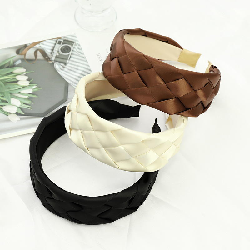 Korean Solid Color Fabric Weaving Wide Brim Headband Wholesale Nihaojewelry display picture 14