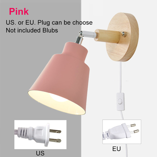 Transfronterizo exclusivo moderno simple DIY macaron lámpara de pared de noche arte de madera con interruptor de enchufe lámparas decorativas Nórdicas