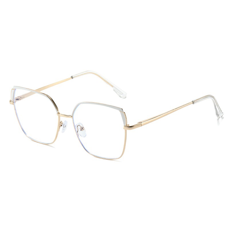 Gran marco cuadrado espejo llano metal anti-Luz Azul 2023 nueva cara llana europea y americana se puede equipar con gafas de miopía marco color a juego moda