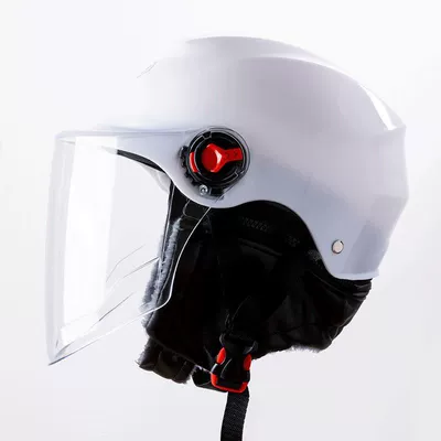 Motosiklet kaskı (dəbilqə), Electric Vehicle Motorcycle Helmet Full-Coverage - half-helmet-white-removable-scarf-one-size-fits-all