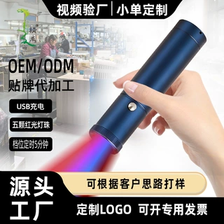 跨境爆款红光手电筒鼻子耳道舒缓嘴唇口腔多功能红蓝光手电筒定制