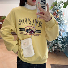 312183 翻盖新款毛绒手机包女斜挎迷你装手机的小包包散步手机袋