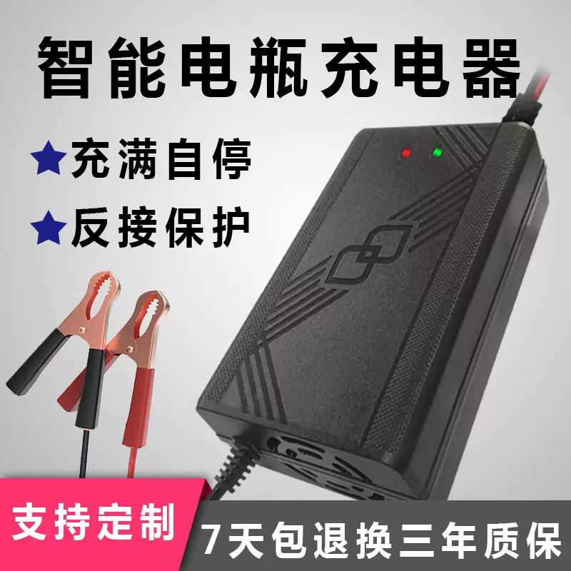 12V摩托车电瓶充电器铅酸蓄电池充电机电动车充电器12V6A汽车60AH