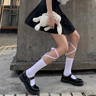 jk socks women's mid-tube summer college style ins trendy South Korea strap socks cross calf socks leggings girly soft girl