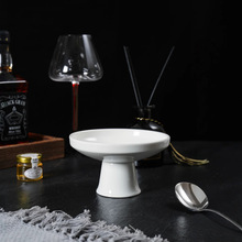 立边高脚果盘点心盘中式陶瓷家用干果盘小吃碟零食碟餐厅酒店迎客