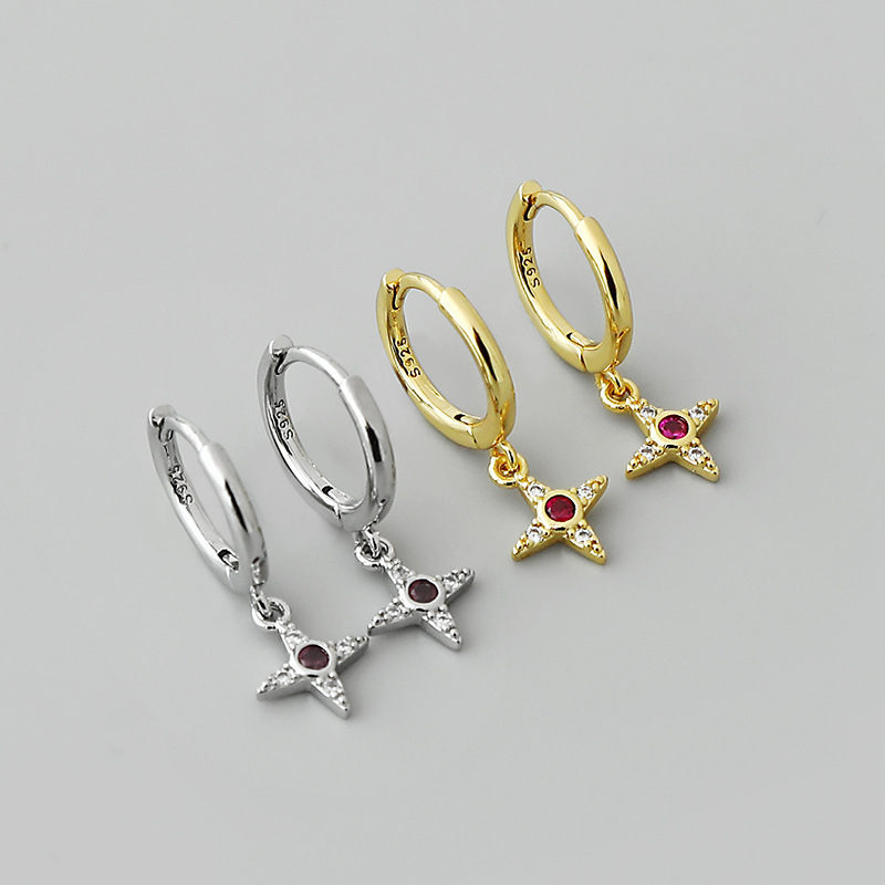 retro cross red zircon pendant earrings wholesale Nihaojewelrypicture2