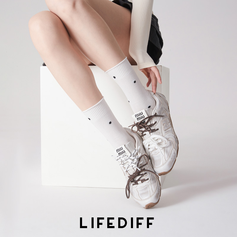 Polka dot thin polka dot summer socks curling simple tube socks women's spring and summer mesh breathable 25236