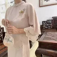 Улучшенное осеннее платье Cheongsam средней длины в стиле ретро для девочек Республики Китай, повседневное платье средней длины в молодом стиле, осень 2025 г.