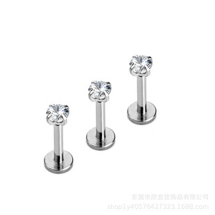 Stainless Steel Inner Tooth Fine Needle Zircon Lip Nail Ear Bone Nail Lip Nail Lip Ring Ear Nail Piercing Jewelry