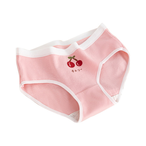 Japanese-style cute pure cotton cherry women's mid-rise hip-hugging full-cotton breathable gusset girl student triangle underwear