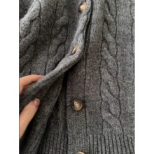 灰色麻花毛衣开衫女春秋季慵懒感羊毛羊绒针织外套打底衫上衣