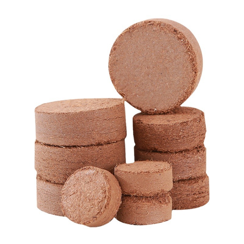 Bloque de cultivo de plántulas de césped comprimido suelo nutritivo para plantas de hierba y flores de tierra de coco de absorción de agua general fertilizante para cultivo de plántulas de tierra de coco torta circular