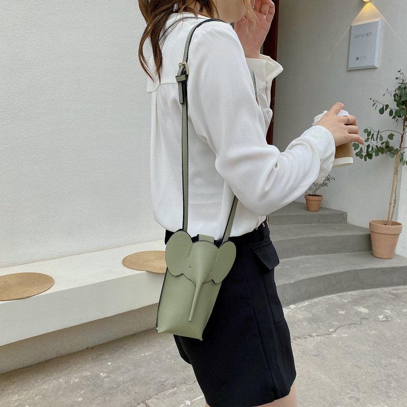 코끼리 미니 숄더백 가을, 겨울 새로운 세로 동전 지갑 휴대 전화 가방 여성을위한 가볍고 귀여운 크로스 바디 작은 가방