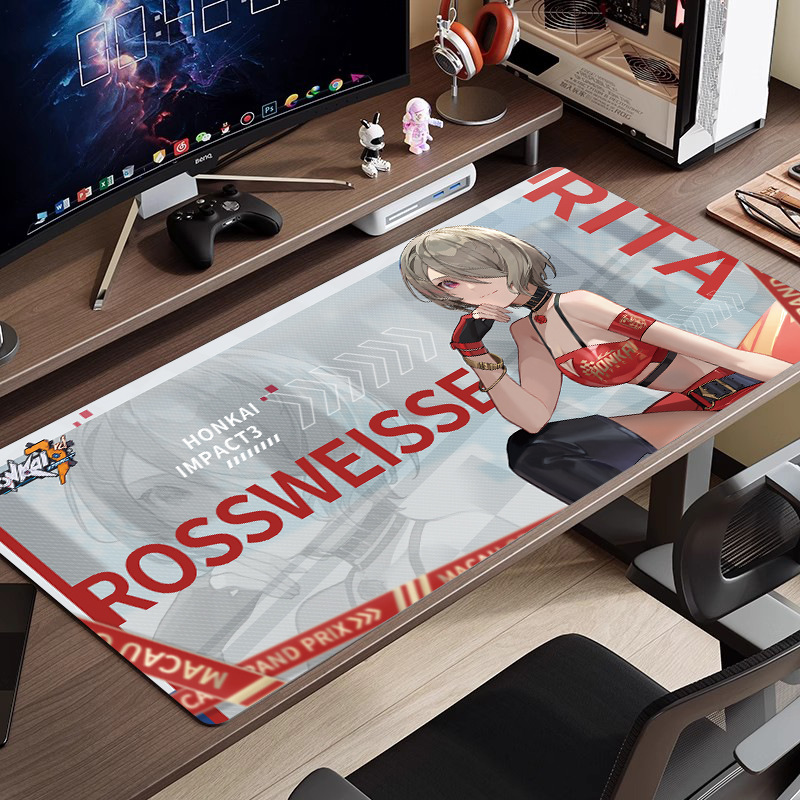 黒と白のアニメマウスパッド特大シンプルな二次元eスポーツボーイズコンピュータデスクパッド大型キーボードパッド|undefined