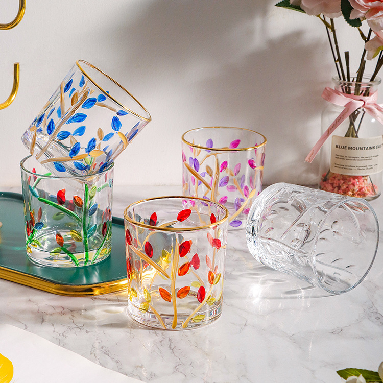 Painted glass water cup handmade crystal Crystal Phnom Penh whiskey…