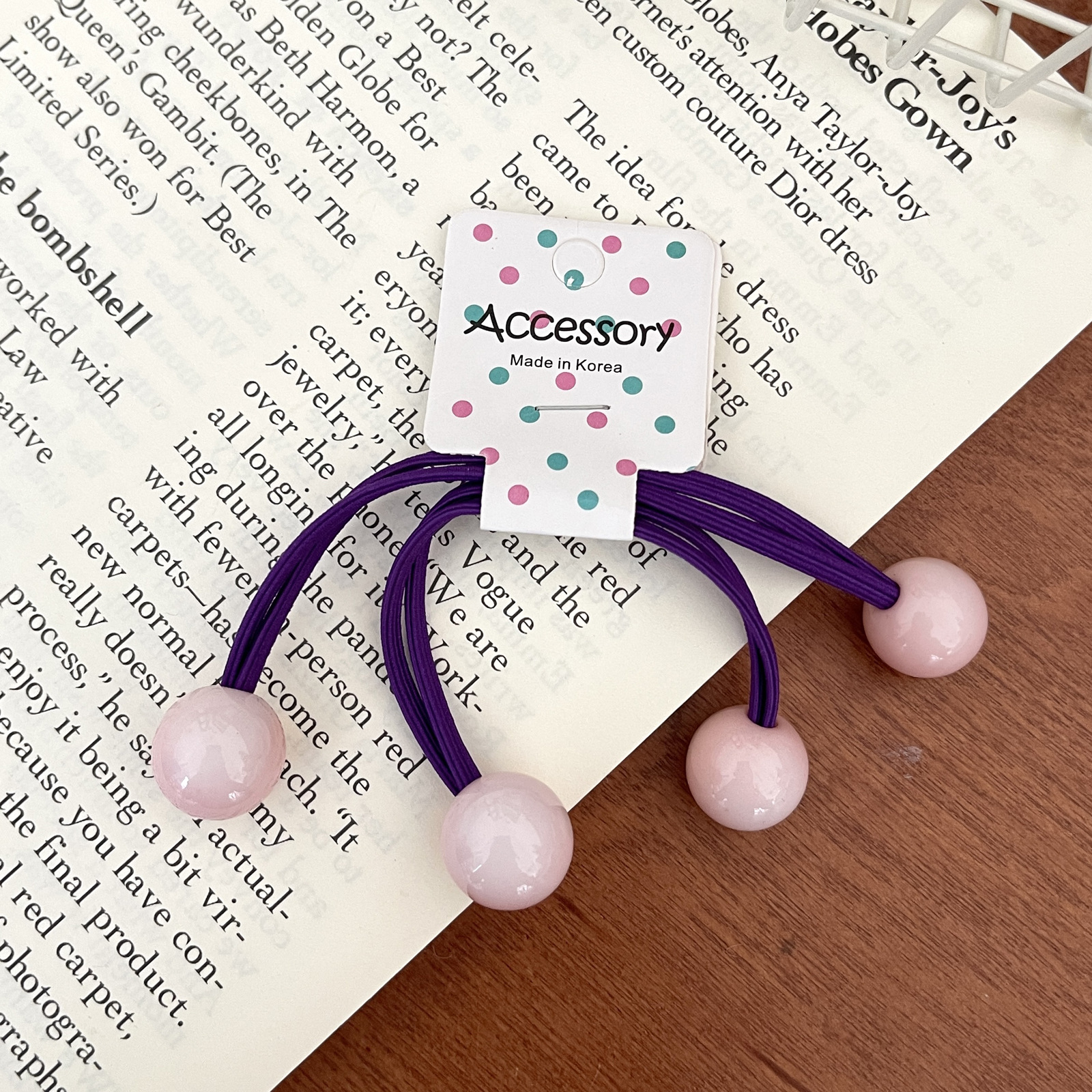 47#핑크색 볼 고무밴드 2개