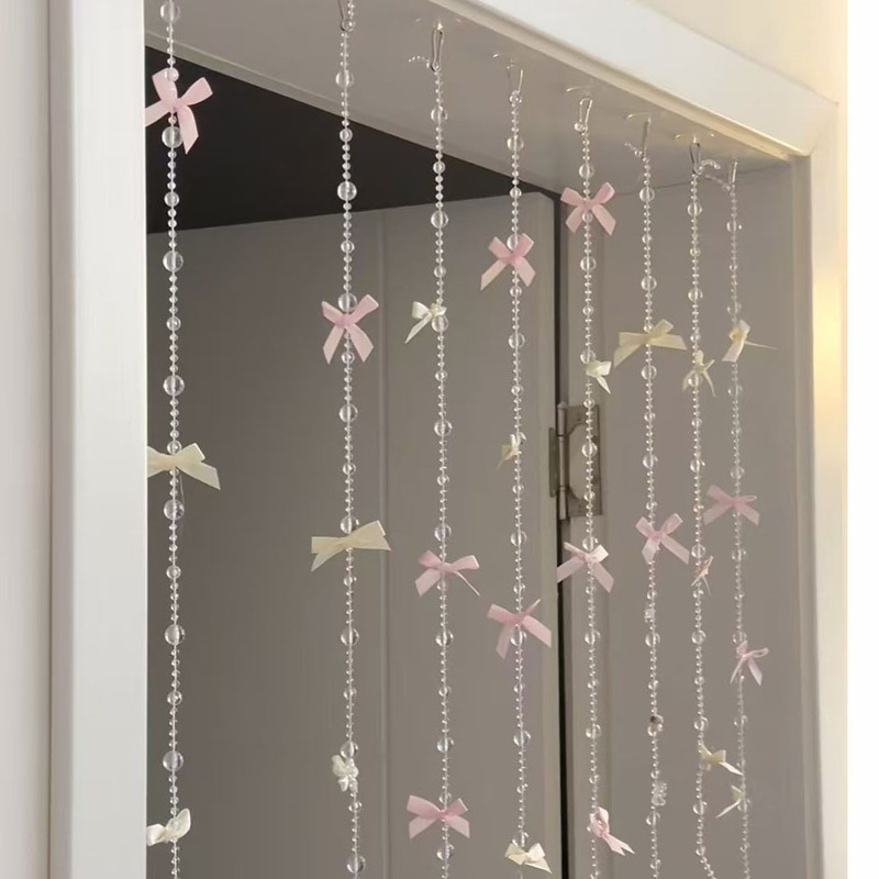 Cross-Border New Product Ins Ballet Style Bow Bead Curtain Bead String Dream Door Curtain Girly Heart Popular Store Window Decoration Cross-Border New Product Ins Ballet Style Bow Bead Curtain Bead String Dream Door Curtain Girly Heart Popular Store Window Decoration
