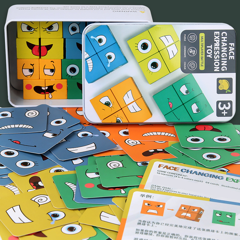Bloques de construcción de cubos que cambian la cara de los niños entrenamiento de pensamiento lógico bloques de construcción de partículas grandes educación temprana juguetes educativos Amazon TikTok