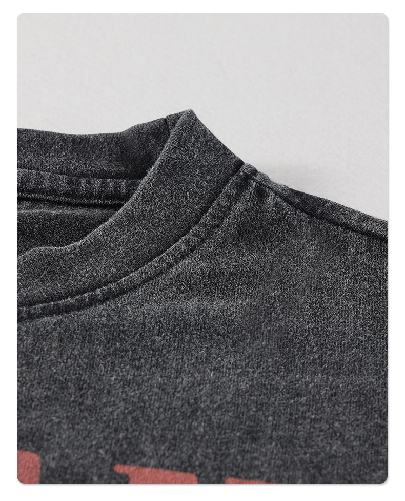 Erkek Yeni Yıkama Eski Rock Grubu Baskılı Kısa Kollu Sokak Modası Marka Yuvarlak Yaka Tişört_voghion.com