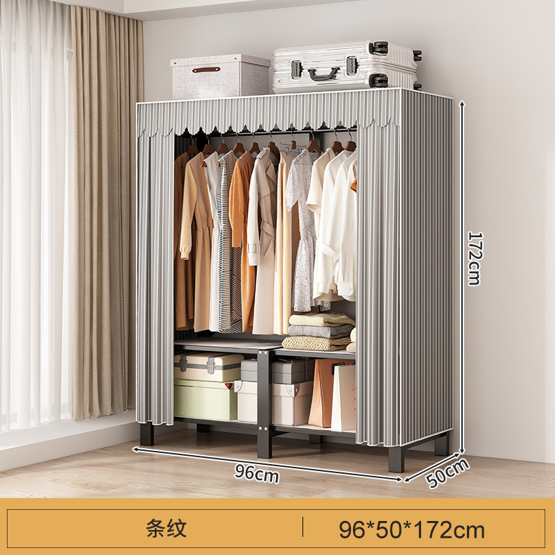 Libre de instalación armario hogar dormitorio plegable simple armario de tela habitación de alquiler fuerte y durable marco de acero armario de almacenamiento armario