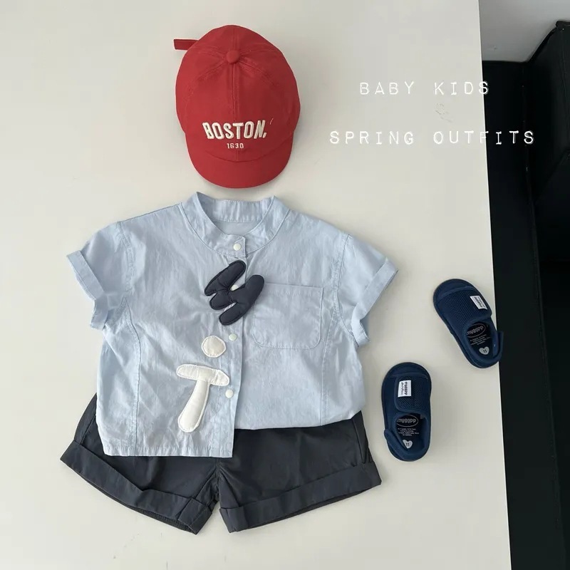 男宝宝夏天衣服夏季小童宽松帅气衬衫短裤套装婴幼儿外出两件耐用|undefined