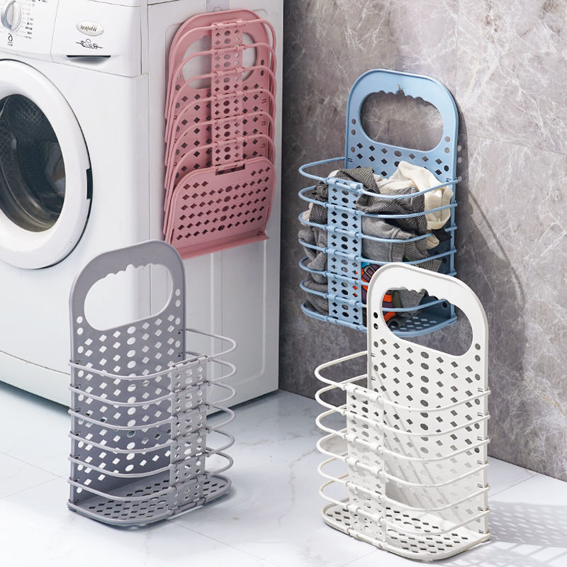 Dirty Clothes Basket Storage Blue Large Wall-Mounted Folding Dirty Clothes Basket Bathroom Dirty Clothes Basket Basket Home